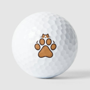 Cute Cat Hiding in Paw Print - Illustration Golf Balls