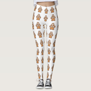 Cute Cat Hiding in Paw Print - Illustration Leggings