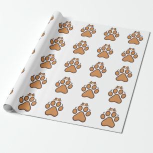 Cute Cat Hiding in Paw Print - Illustration  Wrapping Paper
