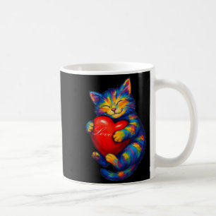 Cute Cat Holding Heart Valentine Cat Kitten Lover  Coffee Mug