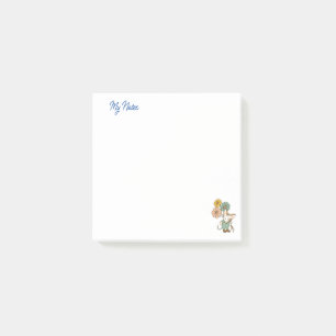 Cute cat holdings flowers personalized post-it notes