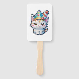 Cute cat holds a New Year's party   Hand Fan