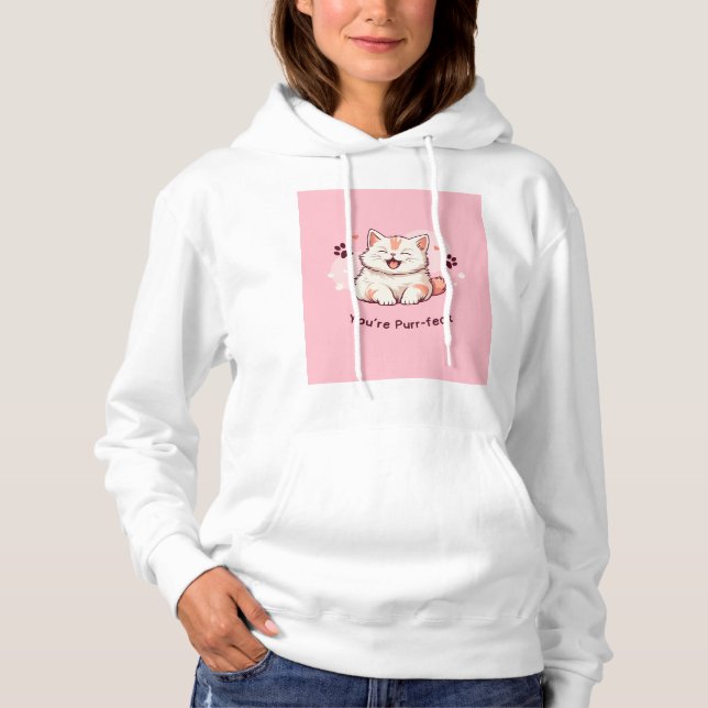 Cute Cat Hoodie – Pink Style (Front)