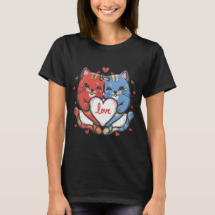 Cute Cat Hugging Valentine Heart Kitty Love cat T-Shirt