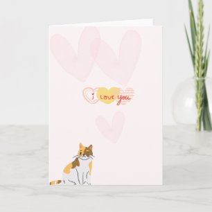 Cute Cat I Love You Card - Winking Cat Hearts Vale