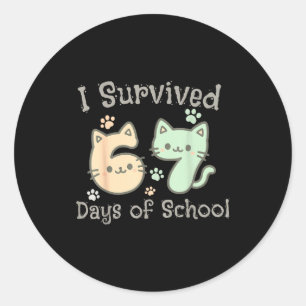 Cute Cat I Survived 67 Days Of School Teachers Stu Classic Round Sticker