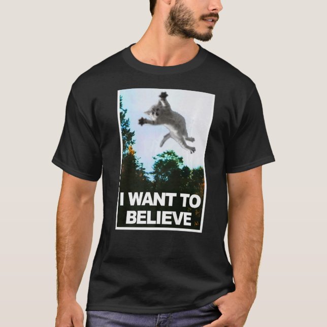 Cute Cat I want to believe Cat Nerd Geek T-Shirt (Front)