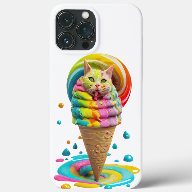 Cute Cat Ice Cream Cone colourful  Case-Mate iPhone Case (Back)