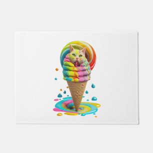 Cute Cat Ice Cream Cone colourful Doormat