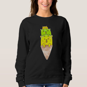 Cute Cat Ice Cream Cone Triple Scoop Sweatshirt