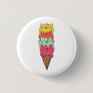 Cute Cat Ice Cream Kawaii Kittens 1 Inch Round Button
