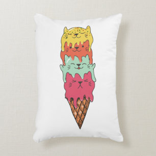 Cute Cat Ice Cream   Kawaii Kittens  Accent Pillow