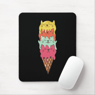 Cute Cat Ice Cream   Kawaii Kittens Mouse Pad