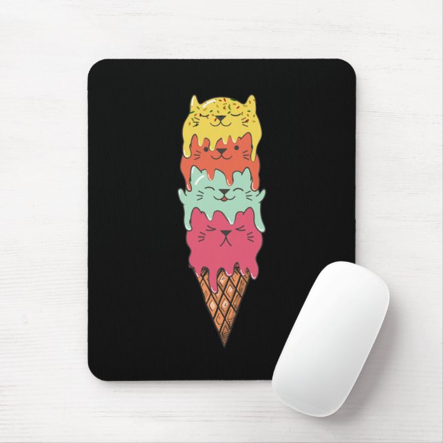 Cute Cat Ice Cream | Kawaii Kittens Mouse Pad (With Mouse)