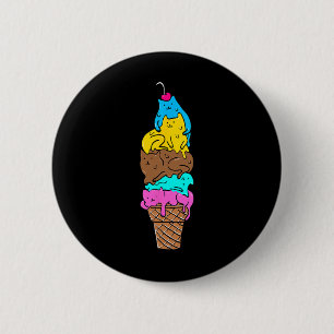 Cute Cat Ice Cream - Kitty Cat Dessert Shirt 1  2 Inch Round Button
