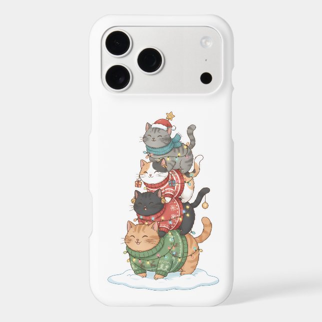 Cute Cat Illustration Art, Kawaii Cat Stack Design (Verso)