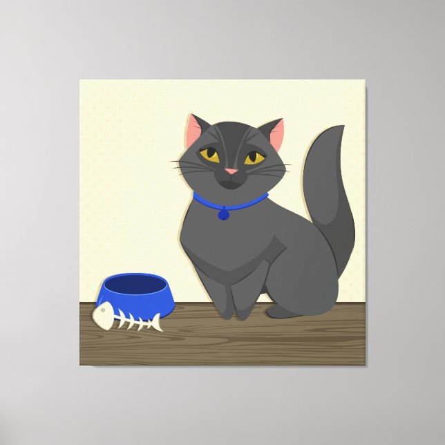 Cute Cat Illustration Canvas Print (Front)