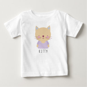 Cute Cat Illustration - Customizable Baby T-Shirt