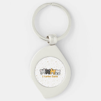 Cute Cat Illustration I Love Cats Kawaii Cartoon D Keychain