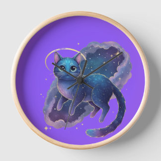 Cute Cat Illustration Wall Clock