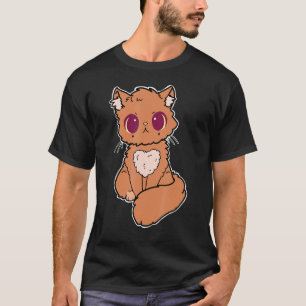 Cute Cat Illustration With Heart Baby Eyes T-Shirt