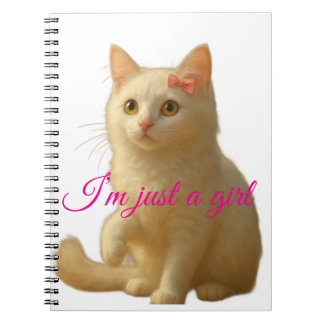 Cute Cat "I'm Just A Girl" Customizable Quote Notebook