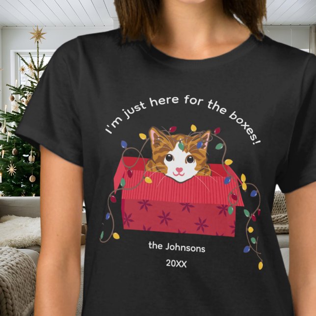 Cute Cat in a Box Here for the Boxes Christmas T-Shirt (Creator Uploaded)