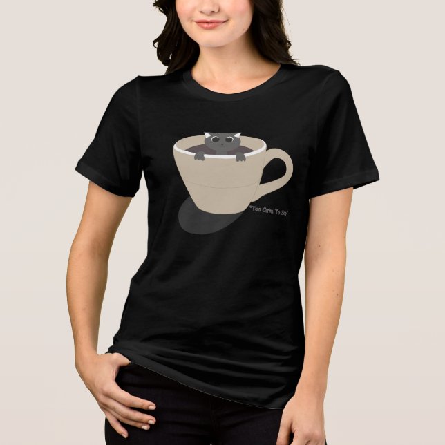 cute cat in a cup Tri-Blend shirt (Front)