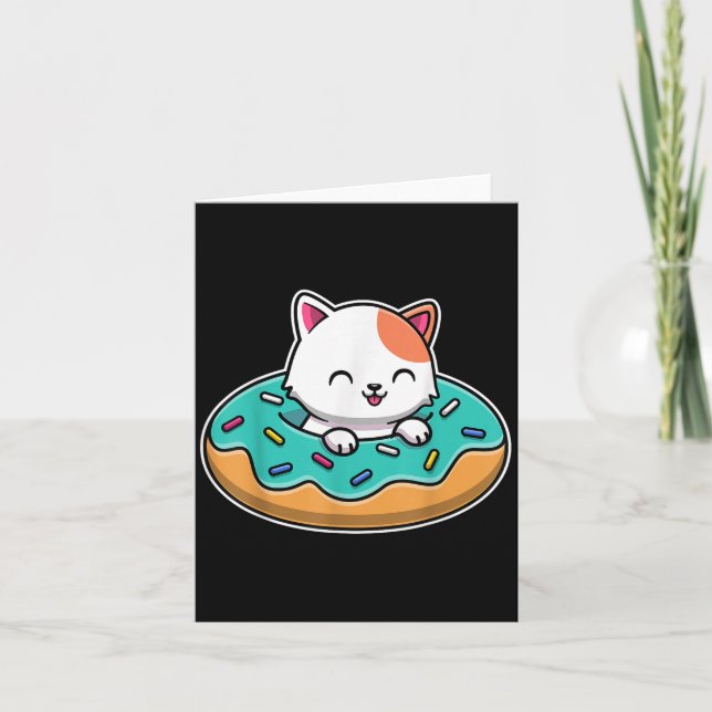 Cute Cat In A Doughnut Funny Cat Lover Doughnut Gi Card (Front)
