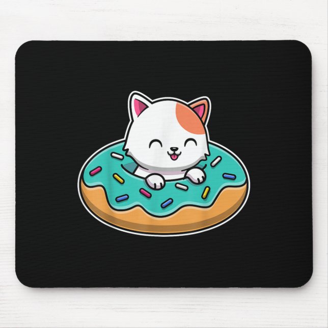 Cute Cat In A Doughnut Funny Cat Lover Doughnut Gi Mouse Pad (Front)