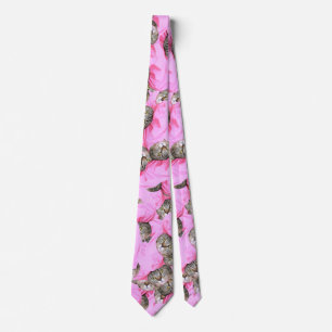 Cute Cat in a Pink Cap Pattern Random Tie
