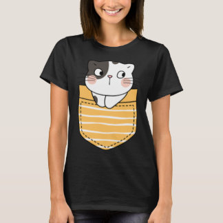 Cute Cat in a Pocket  Cat  Present Kids Boys Girls T-Shirt