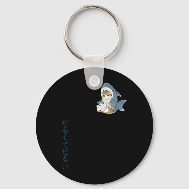 Cute Cat In A Shark Costume  Keychain (Front)