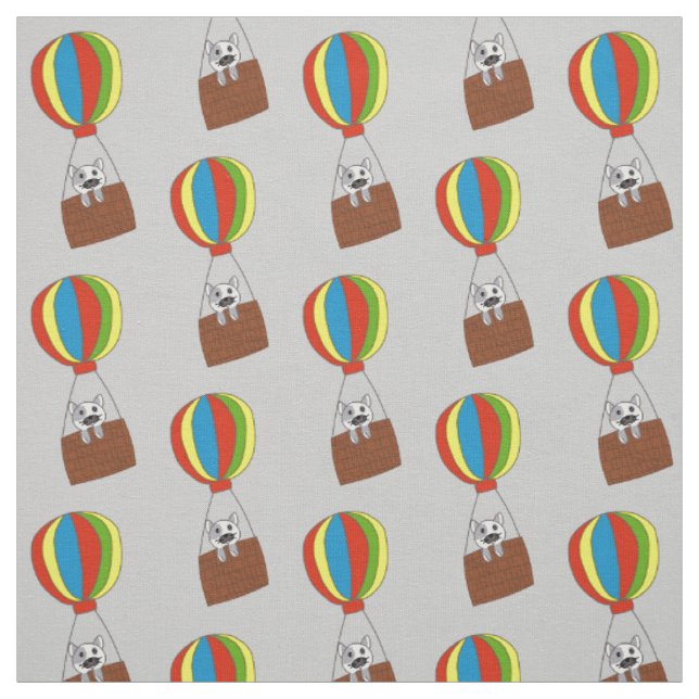 Cute Cat in Air Balloon Drawing Pattern Kids Fabric (Swatch)