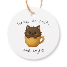 Cute Cat in Cup Gift Tags | Favor Box Tags