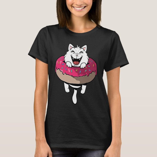 Cute cat in doughnut ring doughnuts T-Shirt (Front)