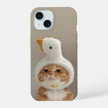 Cute Cat in Duck Hat iPhone 15 Case