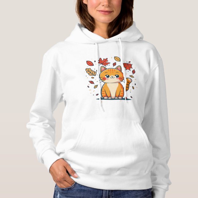 Cute Cat In Fall  1 Hoodie (Front)