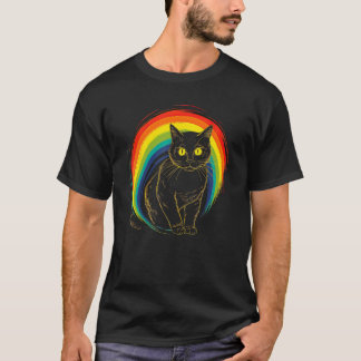 cute Cat in Front of Rainbow cats catowner 21 T-Shirt
