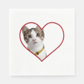 Cute Cat in Heart Napkin