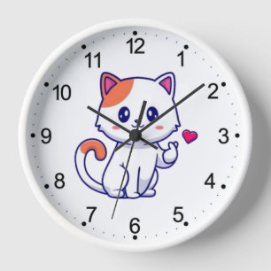 Cute Cat in Love Sign Hand-57577 Clock