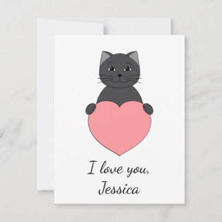 Cute cat in love Valentine Holiday Card