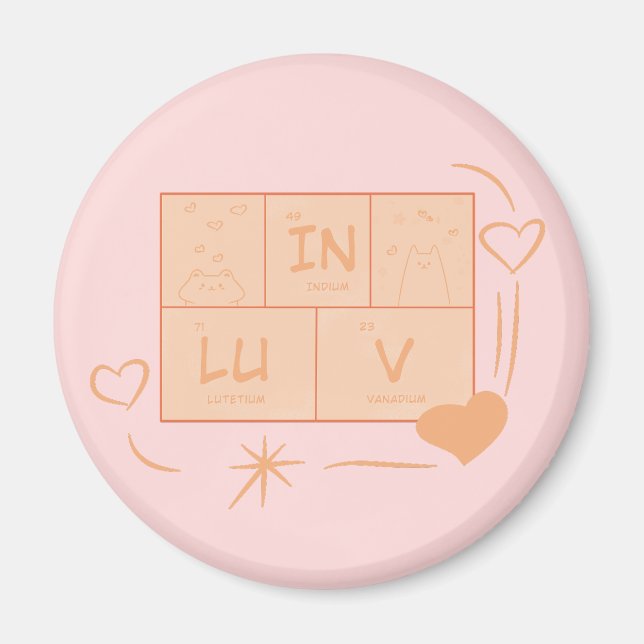 Cute Cat "In LuV" Magnet (Front)