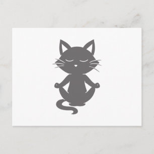 Cute cat in meditation - Choose background colour Postcard