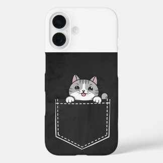 Cute Cat in Pocket Design for Cat Lovers Phone iPhone 16 Case