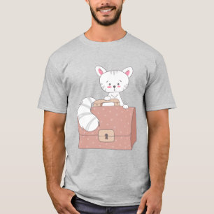 Cute Cat in Polka Dot Suitcase Graphic T-Shirt