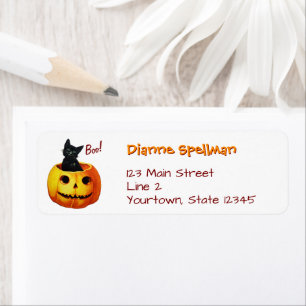 Cute Cat in Pumpkin Halloween Return Address