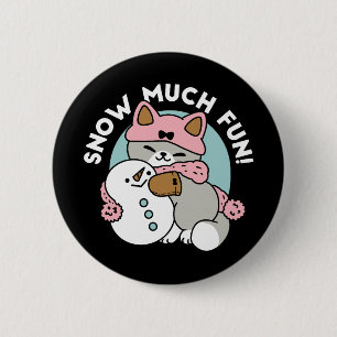 Cute Cat in Snow Gear with Snowman Art 2 Inch Round Button