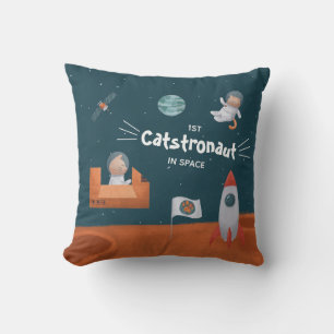 Cute Cat in Space, Cats on Mars, Fun Throw Pillow