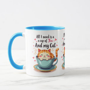 Cute Cat in Teacup Kawaii Cozy Art Mug